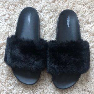 American Eagle Faux Fur Slides